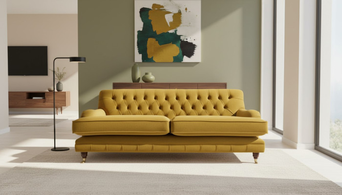 Divano Chesterfield 3 posti Tessuto imbottito Divani eleganti