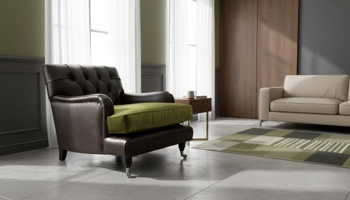 Poltrona Chesterfield design Divano imbottito Chesterfield in pelle
