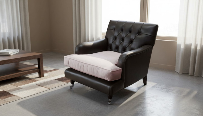 Poltrona design Divano Relax Lounge Marrone Imbottito di lusso Chesterfield Nuovo