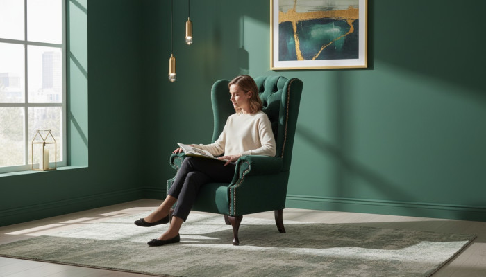 Chesterfield Design Poltrona imbottita in tessuto di lusso divani Poltrona con le ali.
