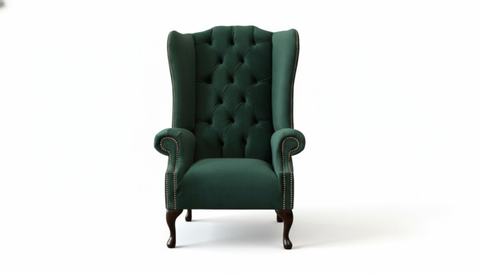 Chesterfield Design Poltrona imbottita in tessuto di lusso divani Poltrona con le ali.
