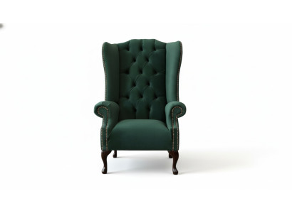 Chesterfield Design Poltrona imbottita in tessuto di lusso divani Poltrona con le ali.