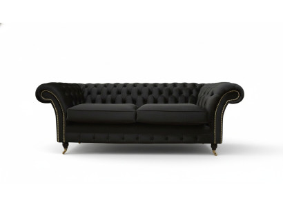 Divano Chesterfield a 3 posti in tessuto di lusso.