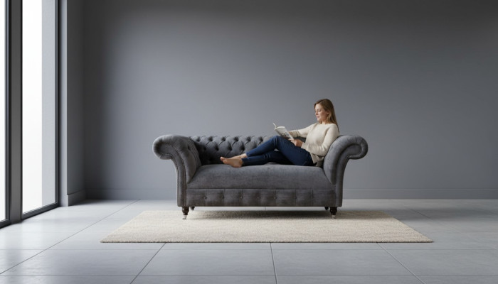 Divano Chesterfield Chesterfield 2 posti in tessuto imbottito design divani di lusso tessili