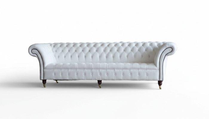 Chesterfield Sofas Design di lusso Bianco Tessuto Divano a 4 posti in tessuto quattro posti.