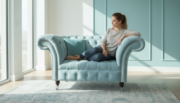 Chesterfield poltrona turchese divano imbottito 1 posto design imbottito nuovo