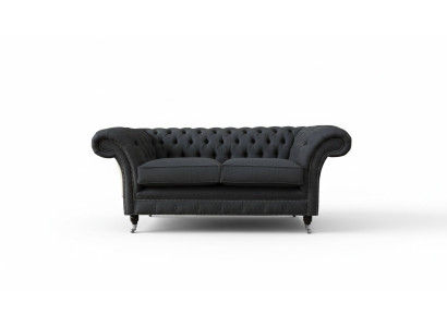 Divano Chesterfield 2 posti in tessuto grigio nuovo