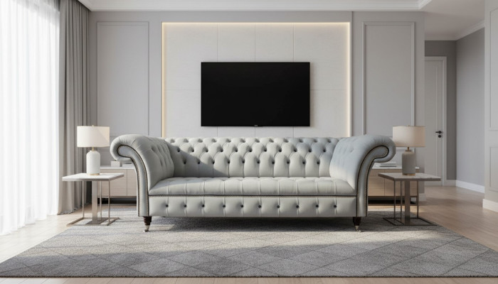 Divano 3 posti Chesterfield in pelle di lusso, divano di design di lusso nuovo