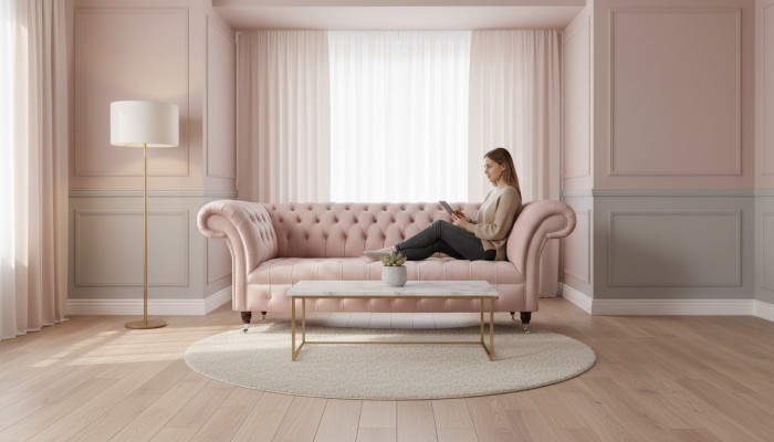 Chesterfield divano a 3 posti Rosa Design divani imbottiti tessuto tessile