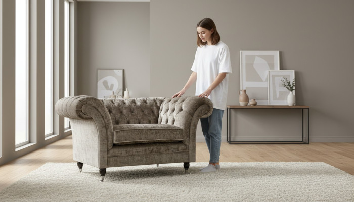 Design Chesterfield poltrona 1 posto divano imbottito in tessuto di lusso.
