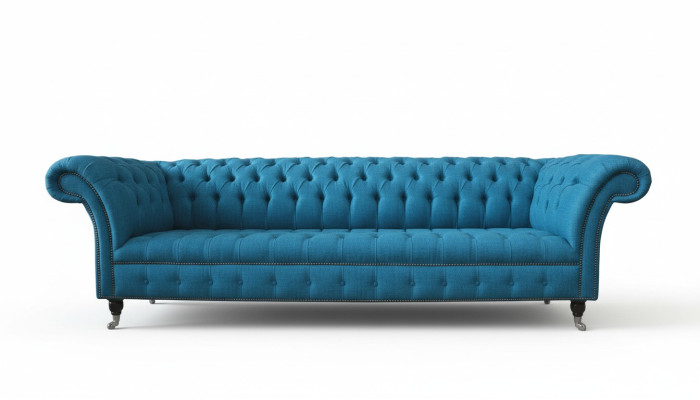 Chesterfield divani imbottiti design tessuto divano 4 posti divano design lusso blu