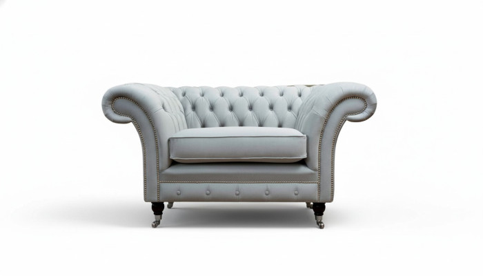 Poltrone Divano Rivestimento Tessuto Chesterfield Sofa Monoposto Grigio