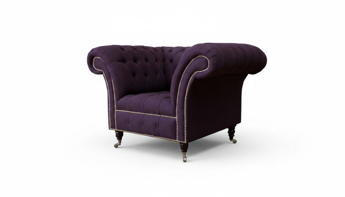 Poltrona monoposto di lusso 1 posto Design tessuto viola Chesterfield