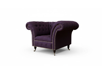Poltrona monoposto di lusso 1 posto Design tessuto viola Chesterfield