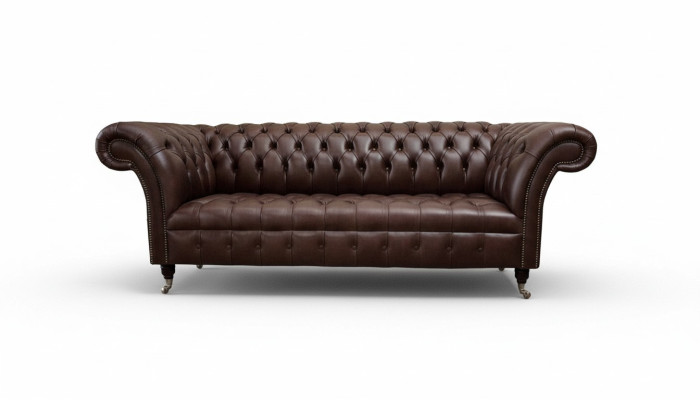 Divano Chesterfield in pelle a 3 posti per soggiorno, designer couchen imbottito.