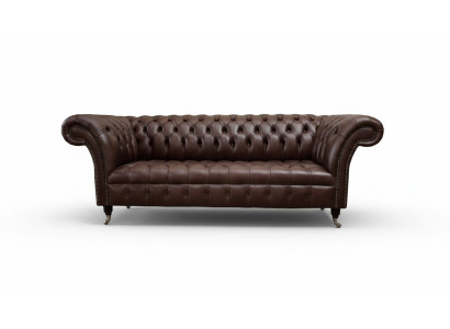 Divano Chesterfield in pelle a 3 posti per soggiorno, designer couchen imbottito.
