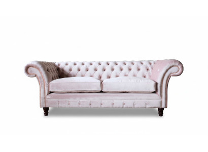 Divano a 3 posti, divano, design dei mobili Chesterfield, seduta in tessuto imbottito nuova.