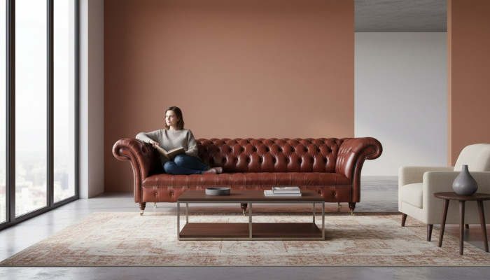 Divano in pelle 4 posti design Chesterfield divano in pelle mobili 245 cm.