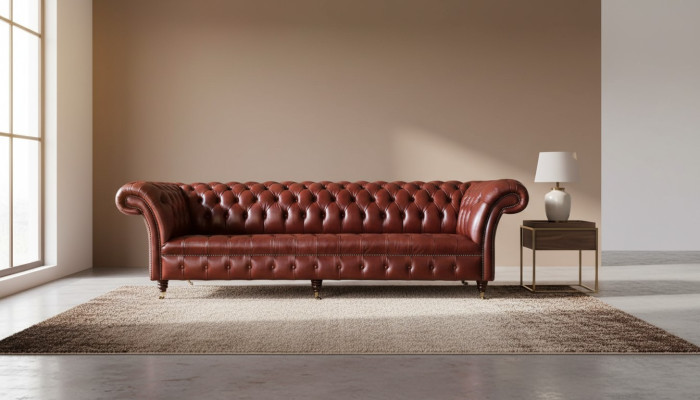 Divano in pelle 4 posti design Chesterfield divano in pelle mobili 245 cm.