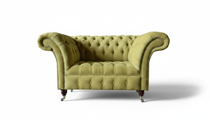 Chesterfield poltrona tessuto design divano stoffa divani imbottiti grigio nuovo