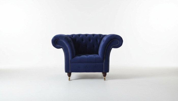 Chesterfield tessuto poltrona 1 posti divano design lusso moderno