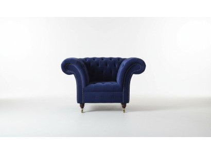 Chesterfield tessuto poltrona 1 posti divano design lusso moderno