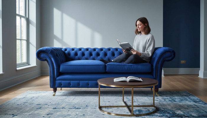 Chesterfield divani imbottiti Design di lusso Divano a 3 posti Tessuto divano