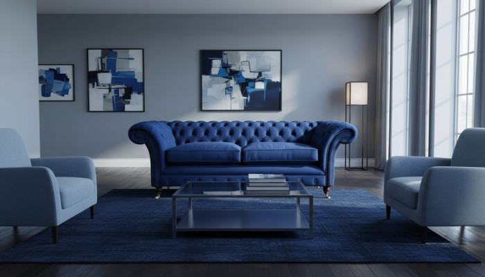 Chesterfield divani imbottiti Design di lusso Divano a 3 posti Tessuto divano