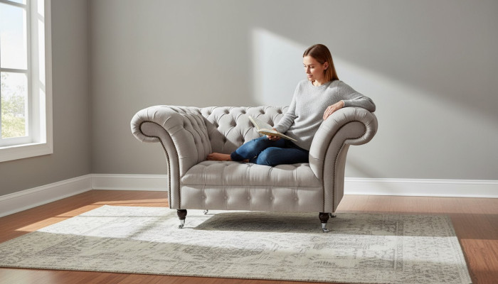 Chesterfield tessuto poltrona imbottita 1 posto divani design stoffa di lusso