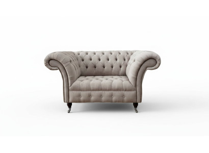 Chesterfield tessuto poltrona imbottita 1 posto divani design stoffa di lusso