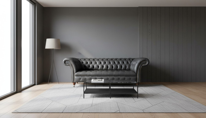 Chesterfield Design divano di lusso imbottito in pelle nuovo.