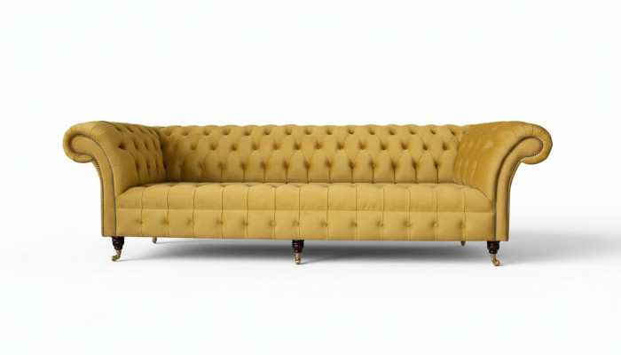 Chesterfield Tessuto Imbottito Divano di Design Divano 4 Posti Nuovo