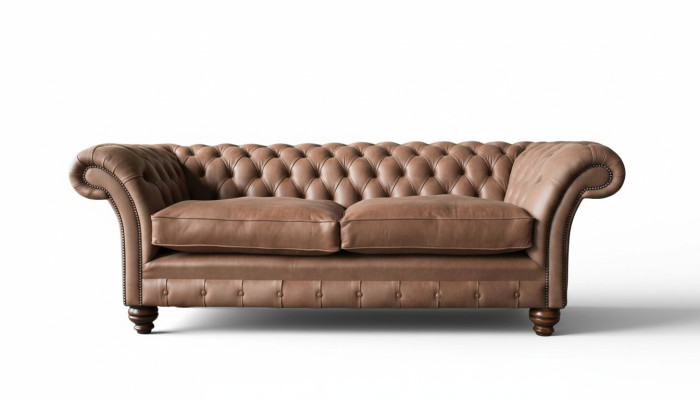 Divano Chesterfield Design in Pelle di Lusso Imbottitura Classica Divano a 3 Posti