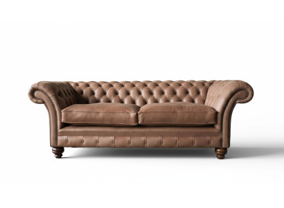 Divano Chesterfield Design in Pelle di Lusso Imbottitura Classica Divano a 3 Posti