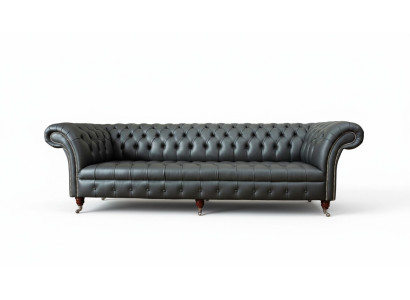 Divano di lusso a quattro posti Chesterfield stile inglese in tessuto design soggiorno.