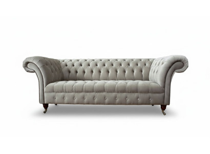 Chesterfield Divano 3 Posti Divani Imbottiti Sofà Divani Divano a Tre Posti Grigio Nuovo