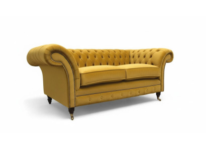 Divano a 2 posti in stoffa Chesterfield nuovo.