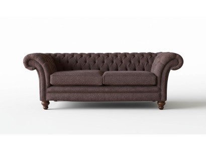 Grande divano Chesterfield in stile inglese classico, divano a 3 posti imbottito 230 cm.