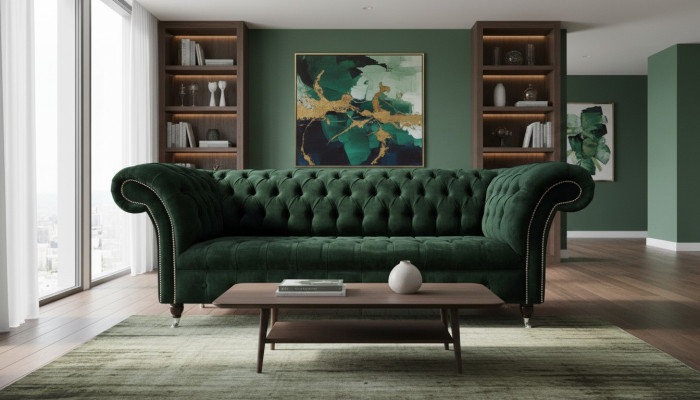 Divano di lusso a tre posti verde 3 posti divani design divani