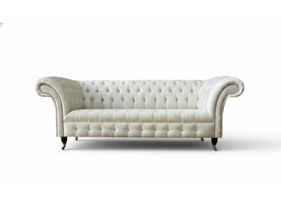 Tre posti in tessuto bianco divano da design per il soggiorno divano Chesterfield.