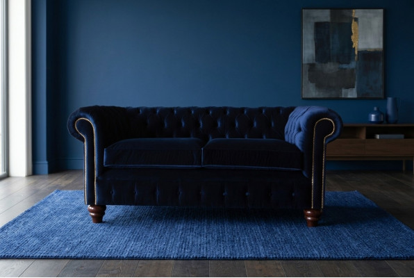 Chesterfield blu in stile classico inglese divano divano a tre posti con imbottitura 230cm