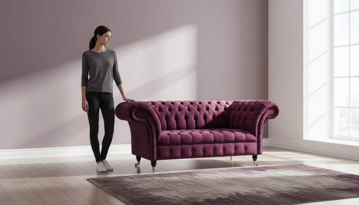 Divano di lusso in tessuto Chesterfield Divani Imbottiti 2 posti Design rosa