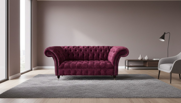 Divano di lusso in tessuto Chesterfield Divani Imbottiti 2 posti Design rosa
