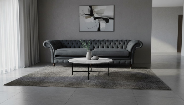 Divano design 4 posti in tessuto imbottito divano classico Chesterfield.