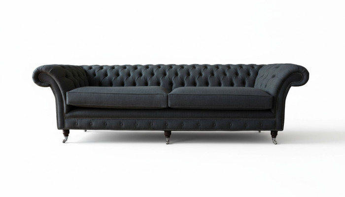 Divano design 4 posti in tessuto imbottito divano classico Chesterfield.