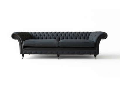 Divano design 4 posti in tessuto imbottito divano classico Chesterfield.