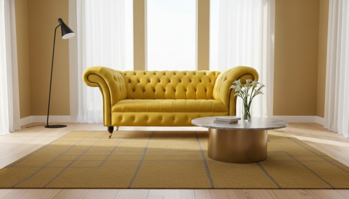 Divano Chesterfield Chesterfield Imbottito 2 posti Divano soggiorno Divani Sedile Giallo