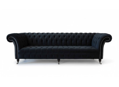 Divano 4 posti Chesterfield imbottito design di lusso in legno nuovo