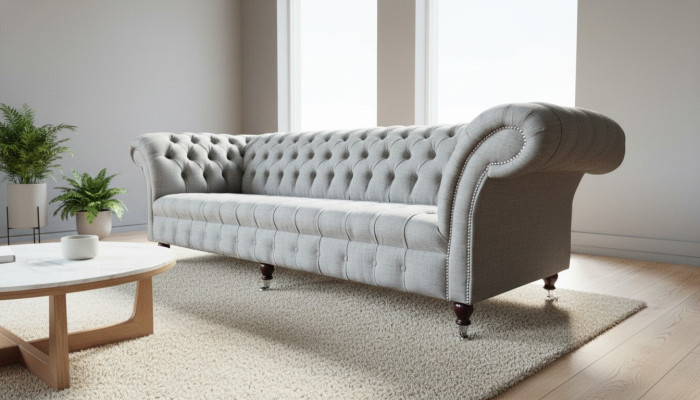Grigio divano a quattro posti in stoffa design soggiorno divani imbottiti nuovi