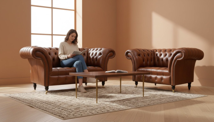 Chesterfield Design Tessuto Divano Poltrona 1.5 Posti Divani Imbottiti Lounge
